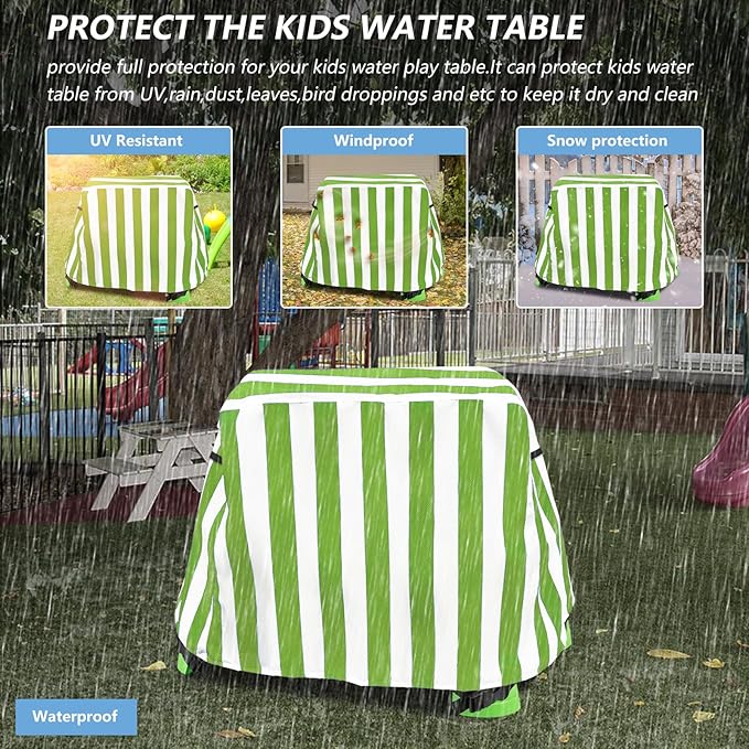 Kids Water Table Cover, Outdoor Heavy Duty Durable Waterproof Dustproof Anti-UV Kids Water Play Table Cover, Compatible with Step2 Rain Showers Splash Pond, Green