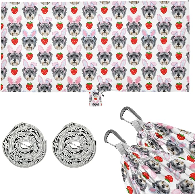 Camping Hammock Outdoor Hammocks for Outside Schnauzer Strawberry Cute Beach Trees Portable Lightweight with Pockets Tree Straps Indoor