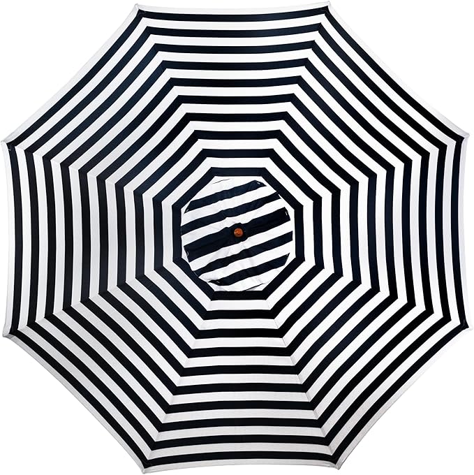 Northlight Striped Outdoor Patio Market Umbrella with Wooden Pole - 8.5' - Blue and White
