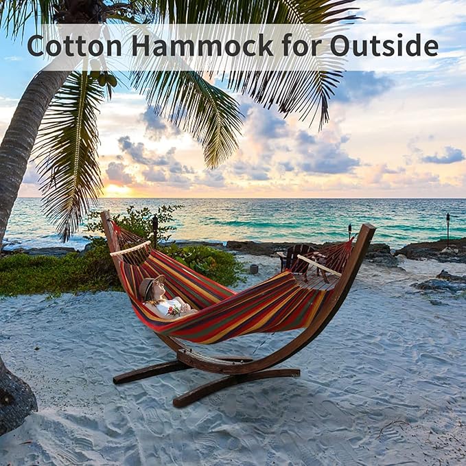 HUHJYUGE Brazilian Double Hammock with 2 Tree Straps, Soft Canvas Camping Hammock Without Stand, Canvas Hammock Replacement for Backyard, Porch, Outdoor and Indoor (C 260x100cm)