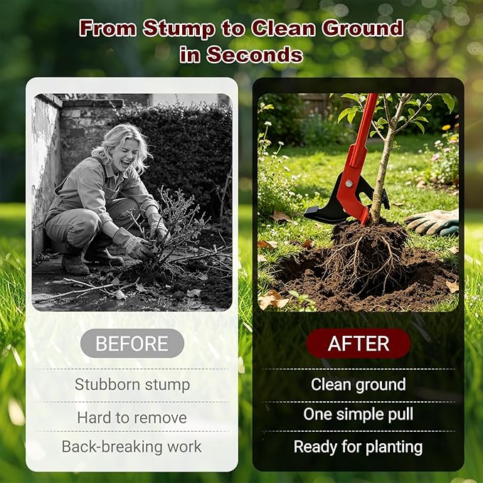 55" Heavy Duty Sapling Puller Tool, High Leverage Tree & Root Puller, Manual Weed & Shrub Remover, Non-Slip Grip Garden Pulling Tool for Small Trees, Roots, Bushes Removal