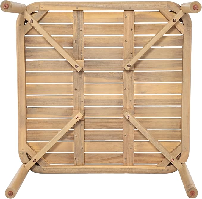 Christopher Knight Home Aladi Outdoor Coffee Table for Patio Furniture Set, Acacia Wood Side Table with Slats Panel Support Tabletop, Square Patio Table for Poolside Balcony Garden, Light Teak