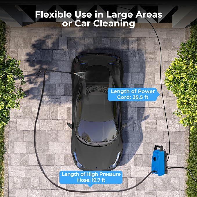 Goplus Electric Pressure Washer, 1900 PSI 1.8 GPM High Pressure Power Washer w/ 4 Quick Connect Nozzles, Soap Bottle & 19.7 FT Hose, Portable Cleaning Machine for Car Washing, Driveway, Patio, Floor