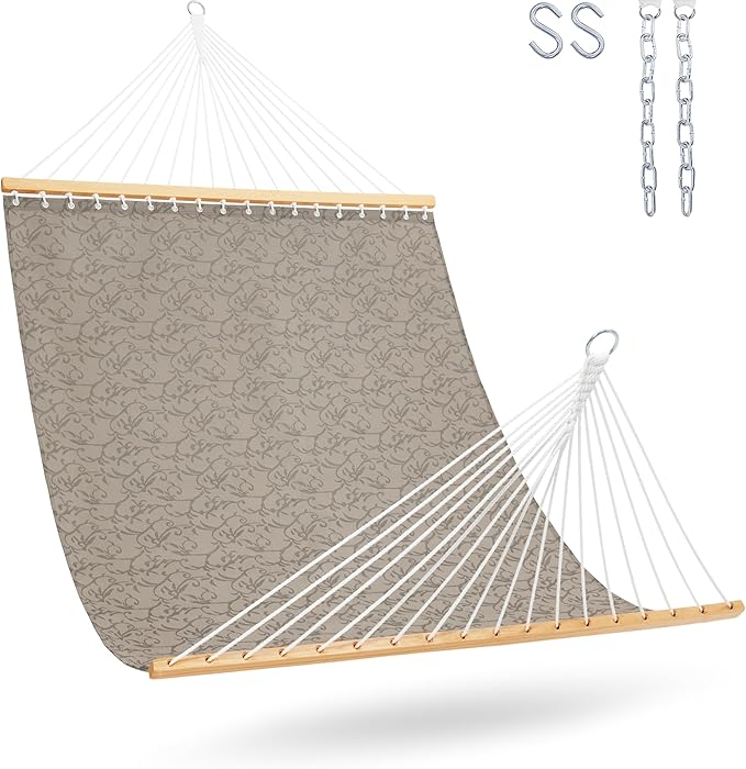 Lazy Daze Hammocks Quick Dry Hammock with Spreader Bar Textliene Fabric Double 2 Person Hammock with Chains Outdoor Patio Poolside Backyard Beach 450 lbs Capacity, Four Leaf Clover