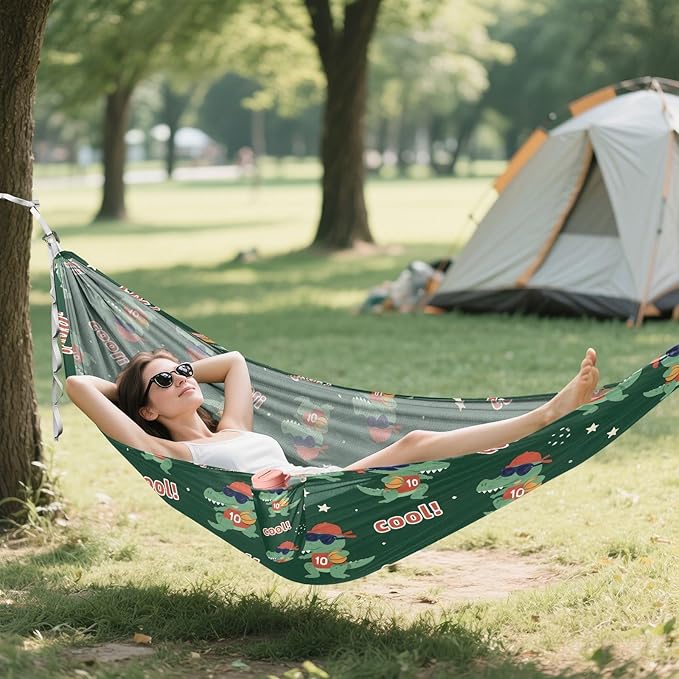 Camping Hammock Outdoor Hammocks for Outside Cool Crocodile Cute Beach Trees Portable Lightweight with Pockets Tree Straps Indoor