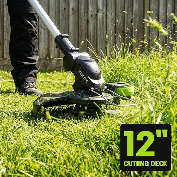 STEELITE 20V Electric Lawn Mower & String Trimmer Combo, 13-Inch Brushless Cordless Lawn Mower with 4.0Ah & 2.0Ah Batteries and Charger, Lightweight Push Mower & Cordless Edger