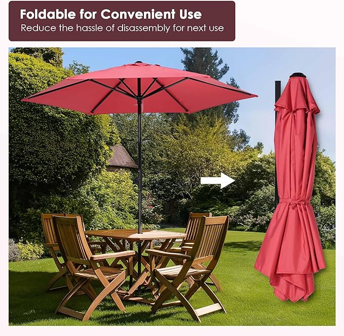 Yescom 7.5ft Outdoor Bistro Market Table Umbrella for Restaurant Cafe Rental Patio 250th Celebration Lawn Party Event Shade Yard Deck Railing Parasol