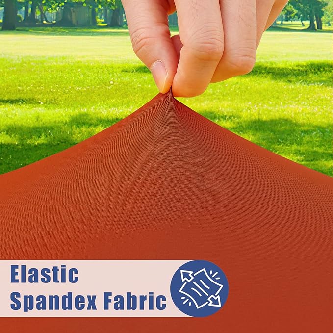 Moosfor Spandex 4 Foot Rectangle Thanksgiving Table Cloth 2 Pack, Elastic Fitted Tablecloths for Picnic, Stretch Washable Patio Table Cover for Outdoor, Camping, Banquet and Parties (Rust, 30"x48")