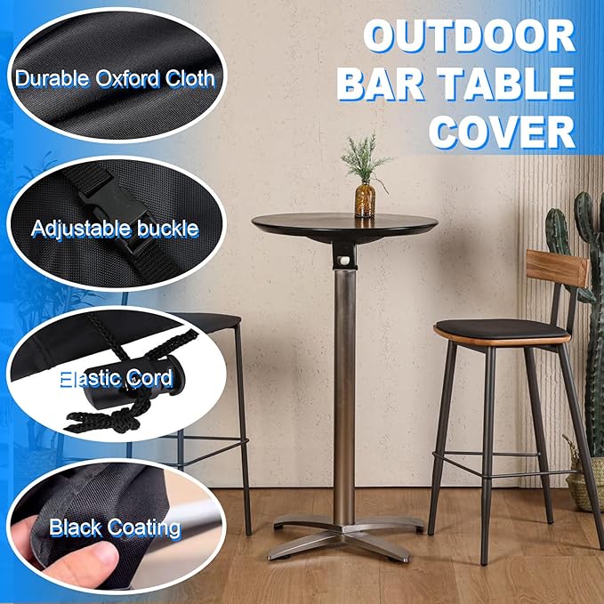 Cover for High Top Patio Set of 3 , Patio Swivel Bar Set Cover,600D Oxford Waterproof Covers for Outdoor High Stool Bistro Set,70*31.8*46.8 in,Black
