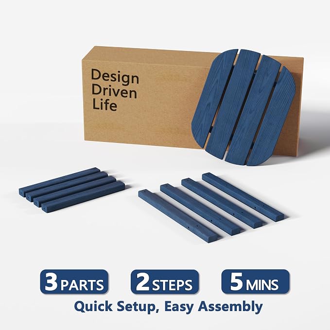 Outdoor 18" HDPE Side Table Set of 2 for Patio Porch Pool, Weather Resistant Standard End Table for Backyard and Indoor, Easy Maintenance & Indoor Outdoor Durable Construction(Navy Blue)