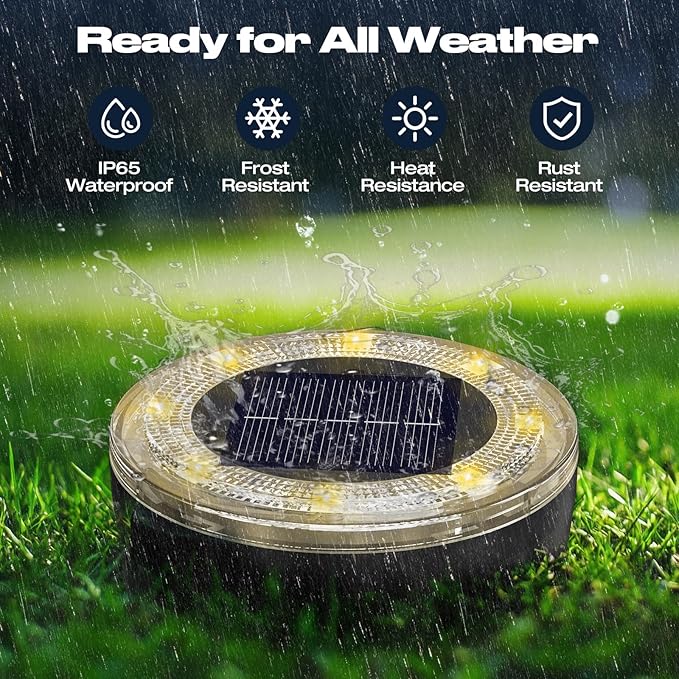 vighep Mini Solar Ground Lights, 24 Pack Solar Lights Outdoor Waterproof, Upgraded LED Flat Landscape Lighting for Outside Pathway Garden Patio Yard Driveway,Warm White