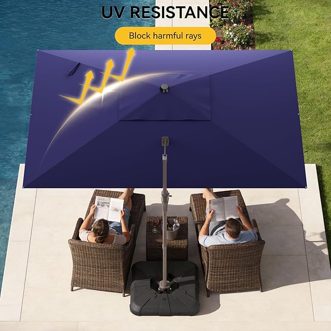 9x12 FT Cantilever Patio Umbrella, Large Rectangular Offset Outdoor Umbrella with 360° Rotation, Heavy Duty Shade Umbrella for Garden Backyard Deck Poolside Courtyard, Navy Blue