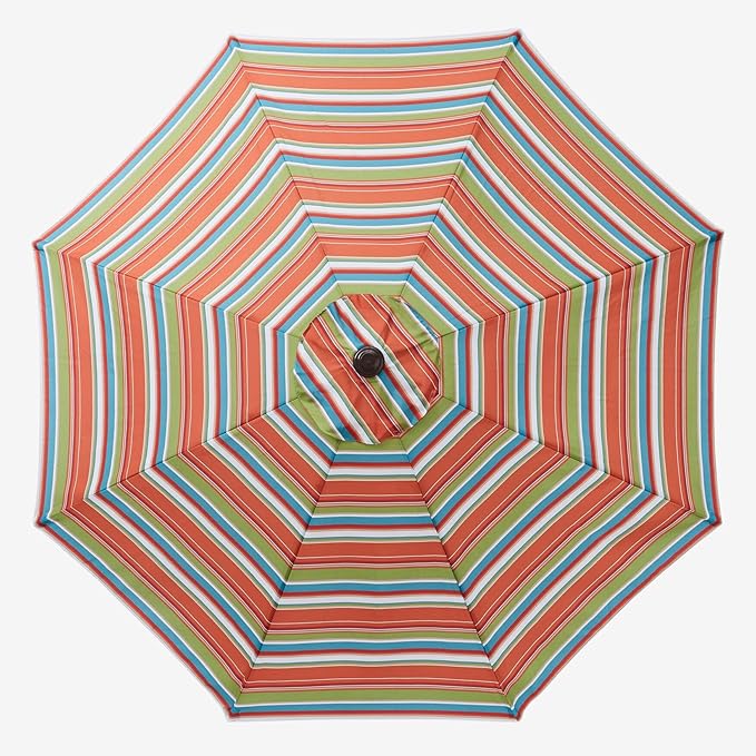 BrylaneHome Outdoor Tilt-And-Crank Umbrella With 8 Sturdy Steel Ribs Heavy Duty Fade-Resistant Tilting Shade Patio Garden Backyard Décor Pool Home
