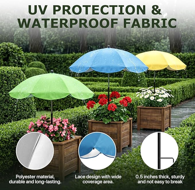 Plant Umbrellas for Outdoor Plants, Upgraded Large Garden Umbrella for Potted Plants Shade with Adjustable Height, 360° Adjustable Direction and Thickened Support Pole, Waterproof Sun Shade for Garden Potted Plants