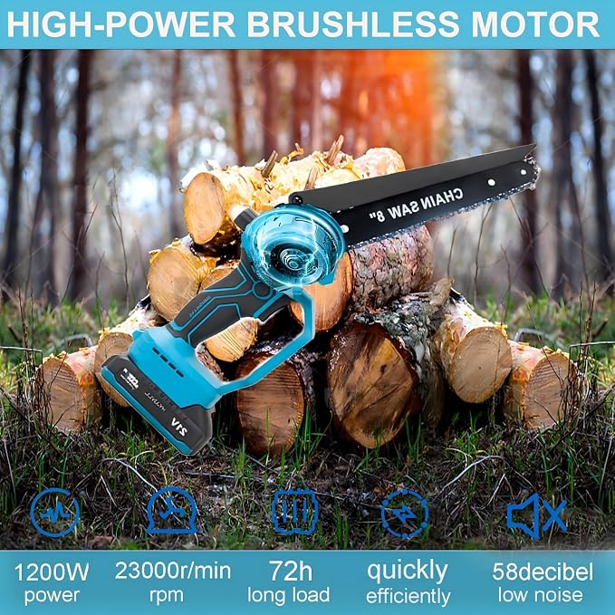 4-in-1 Cordless Pole Saw & Electric Pruning Shears, 8-inch Mini Chainsaw, Pole Pruner, Brushless Motor,