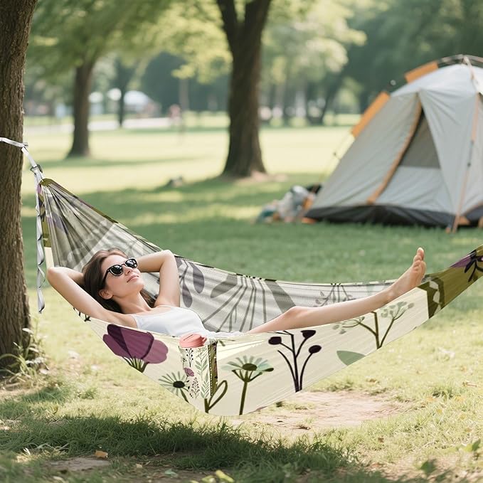 Botanical Frame Hammocks with Hanging Rope Tree Hammock for Outside Patio Backyard Poolside