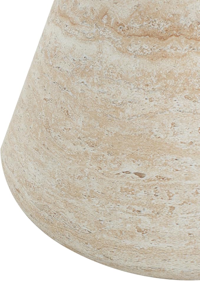 Outdoor Side Table Faux Marble End Table Faux Stone Side Tables Travertine Small Coffee Tables for Indoor Outdoor, Garden Stool Plant Stand for Porch, Backyard Patio, 15"*19" Beige