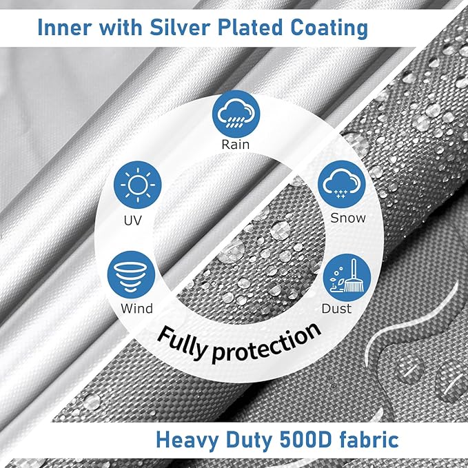 AKEfit Patio Furniture Covers,500D Heavy Duty Waterproof for Outdoor Square and Retangle Patio Table and Chair Covers, Grey -126"L x 126"W x 28"H