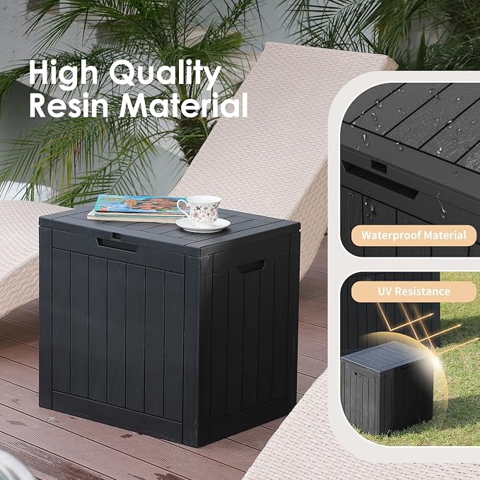 DRATO Deck Boxes, 30 Gallon Outdoor Storage Box for Patio Cushion, Garden Tools, Waterproof and UV Resistant, Lockable (Black, 30 Gallon)