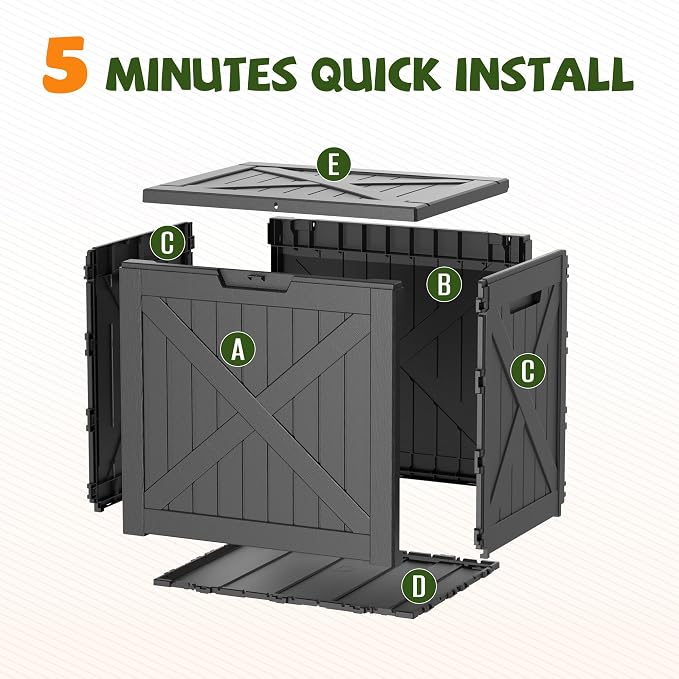 40 Gallon Waterproof Resin Deck Box, Outdoor Lockable Toy Storage Box Container for Patio Cushions Garden Tools, Delivery Box, Black
