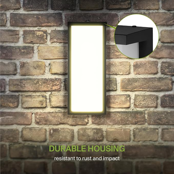 ASD LED 14" Outdoor Wall Light, Dusk to Dawn Front Door House Sconce | 3CCT, Photocell, Waterproof, ETL Listed | 20W 1900LM 3000-5000K 120V | Exterior Patio Lighting Fixture, Porch Lamp | Black