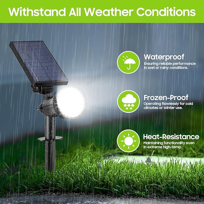 Bosceos Solar Spot Lights Outdoor - Adjustable Solar Flood Lights with 30 LEDs, 3 Modes, 800 Lumens，IP65 Waterproof, Solar Light for Landscape, Yard, Garden, Driveway, Tree(Daylight White, 6-Pack)