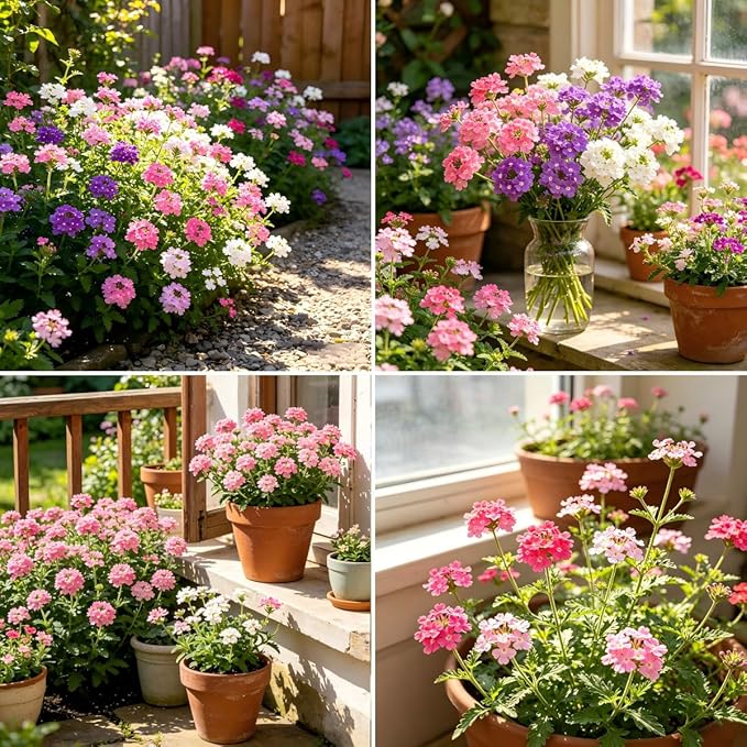 CarpetC 1500+ Mixed Verbena Seeds for Planting, Creeping Perennial, Drought Tolerant Ground Cover with Long Blooms, Non-GMO Heirloom for Outdoor, Garden Borders, and Home Containers