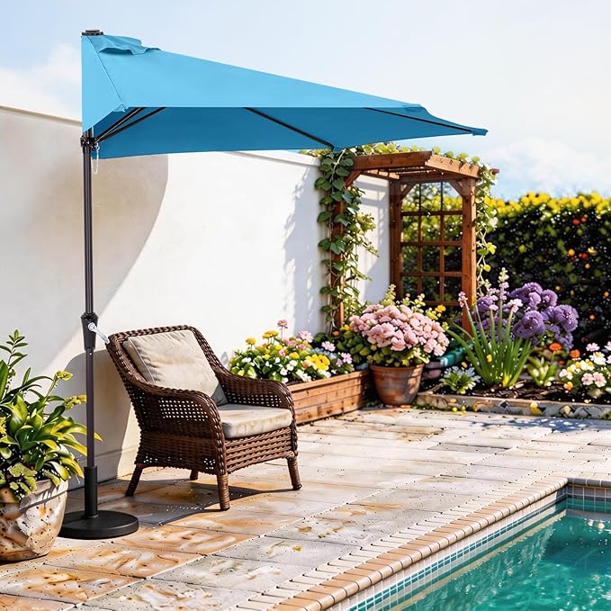ABCCANOPY Patio Umbrella 11FT - Outdoor Half Umbrellas for Patio, Backyard, Garden, Deck (Turquoise)