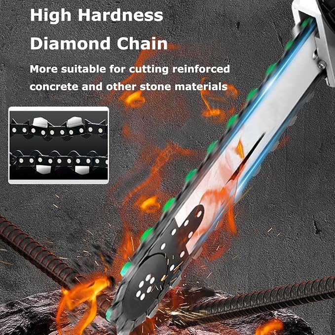 Electric Concrete Chainsaw Wall Cutter Machine 5800W 6500W Handheld Concrete Chain Saw with 2 Diamond Concrete Saw Chain and Water Supply and Dust Suppression (14" Cutting Depth)