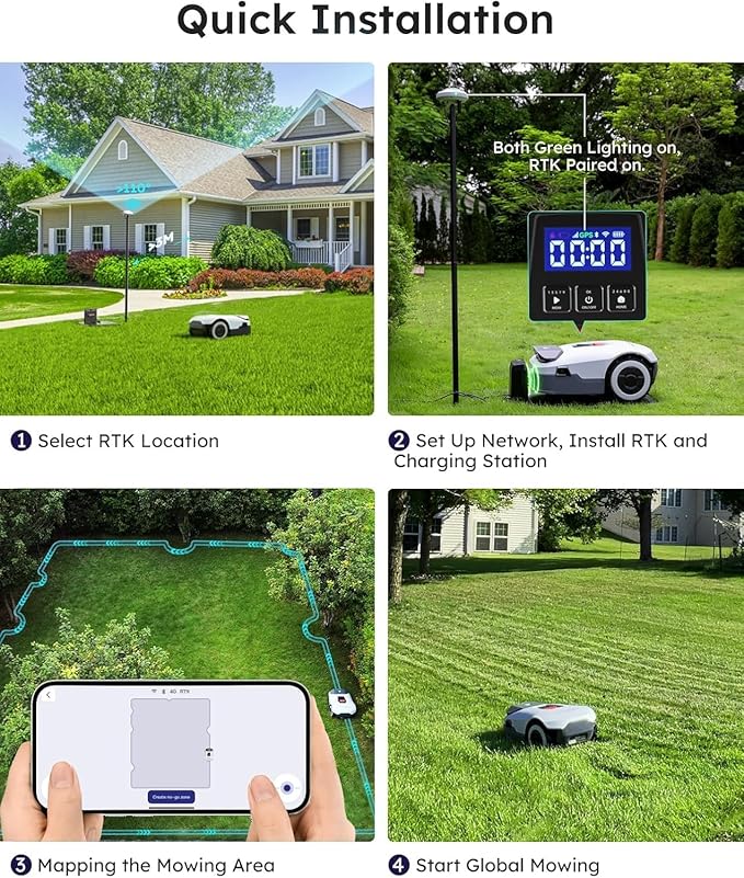 ANTHBOT Robot Lawn Mower Full Band RTK+4-Eye Vision with 4G Robotic Lawnmower, Automatic Mapping, 20 Multi-Zone Management, Accurate Obstacle Avoidance, Intelligent Path Planning, 0.22 Acre