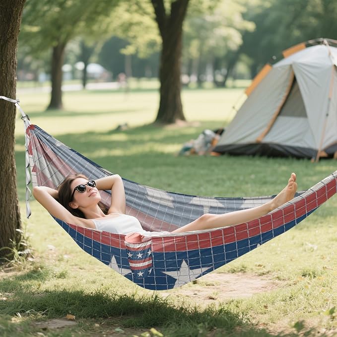 Tile Striped Wallpaper Outdoor Hammocks with Hanging Rope Indoor Hammock for Indoor Outdoor Patio