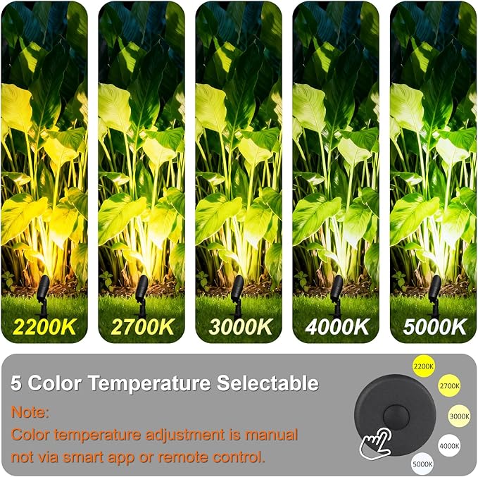 Mini Low Voltage Spot Lights Outdoor, 5W 12V LED Landscaping Spot Lights Wired for Outdoor Uplighting Yard Garden Tree House, 60° Beam Angle, 2200K/2700K/3000K/4000K /5000K, Black, 6PK