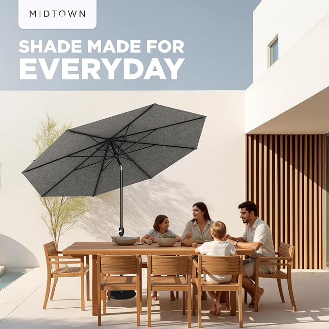 Midtown Umbrellas The Lean Patio Umbrella (Terylast Fabric - Greige, 10 Foot)