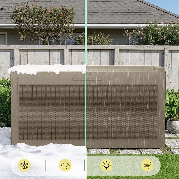 Zapdos Outdoor Storage Box, 60 Gallon Deck Box Indoor and Outdoor Use, Waterproof Resin Rattan Storage Bin for Package Storage Gardening Tools Patio Cushions, Lockable, Fade Resistant, Brown
