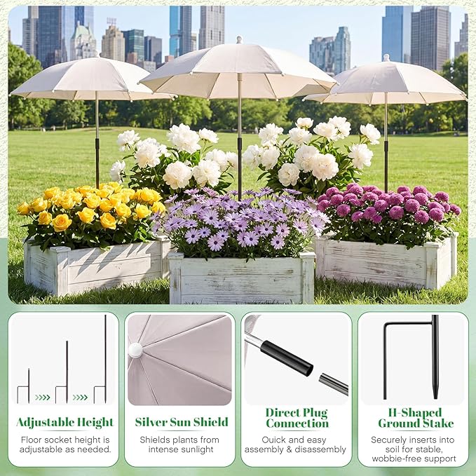 3 Pack Plant Umbrellas for Outdoor Plants Clear Transparent Plant Shade Umbrellas 23.6 Inch with Straight Pole for Potted Plants Seedlings Flowers Garden Beds