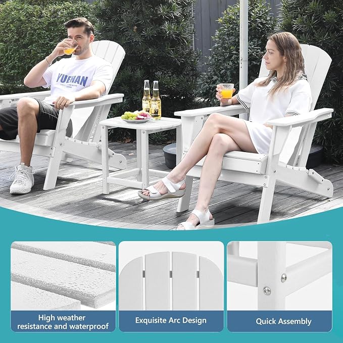 Adirondack Square Outdoor Side Table,2-Tier Storage Patio Side Table with Weatherproof HDPE Material Low