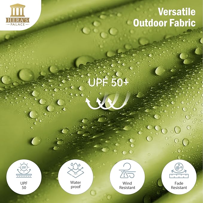 HERA'S PALACE Umbrella Patio Outdoor with Base 15ft Rectangle Heavy Duty Table Double Market Umbrellas Clearance Large Included Stand for Deck Outside Pool Picnic Inground Yard Commercial, Lime
