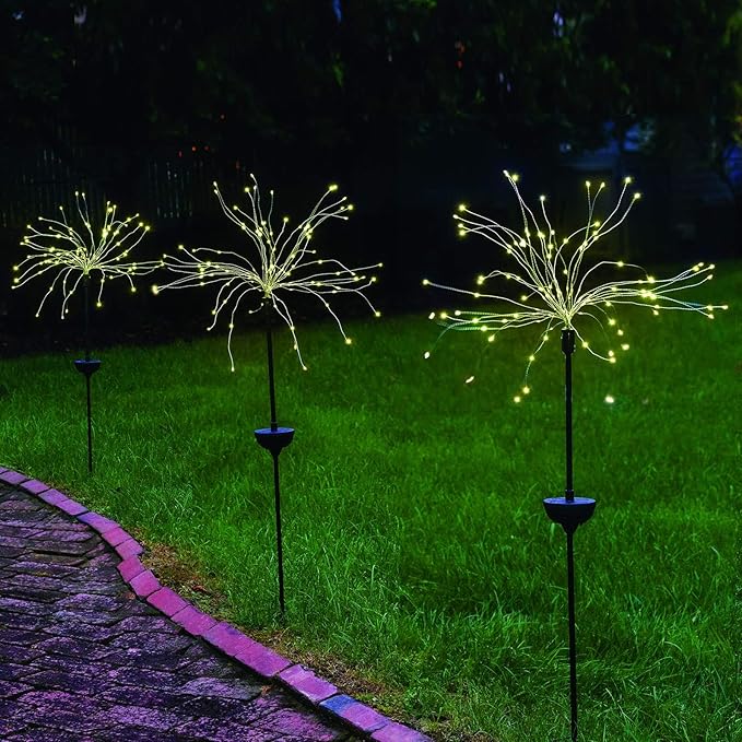 Touch Of ECO Solar LED Firework Sparkler Garden Stake Light - Outdoor Decorative Light, Flexible LED Branches, for Pathway, Garden, Outdoor Living Area - 120 LEDs, Over 3 Feet Tall