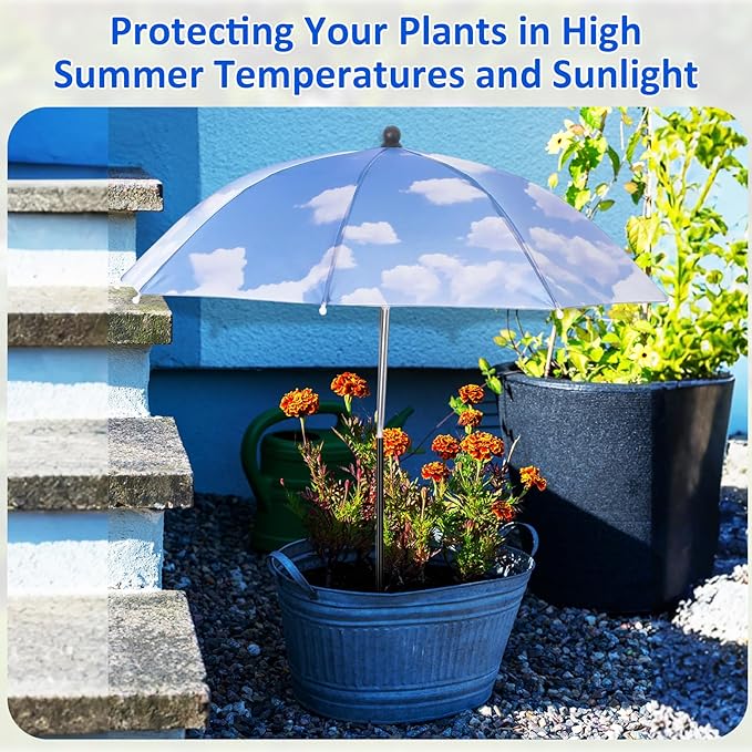 Plant Umbrellas for Outdoor Plants, Large Garden Plant Umbrella Shade Upgraded Adjustable Angle Height for Potted Plants Garden Beds