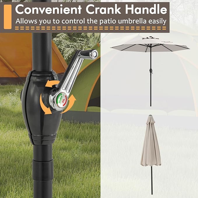Tangkula 8.5 FT Outdoor Patio Umbrella, Modern Table Umbrella with 8 Heavy Duty Ribs, Vented Top & Crank Handle, Sun-proof Canopy, Market Umbrella for Patio, Garden, Poolside (Beige)