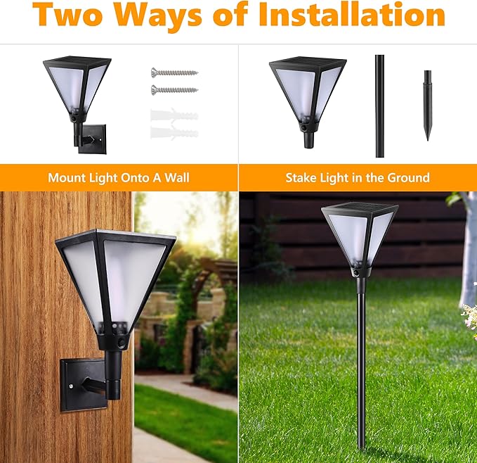 iBaycon 2 Pack 28" Solar Flame Torch Lights, Flickering Flame Garden Lights Outdoor Waterproof, Solar Pathway Light for Yard Lawn Path Landscape Decor