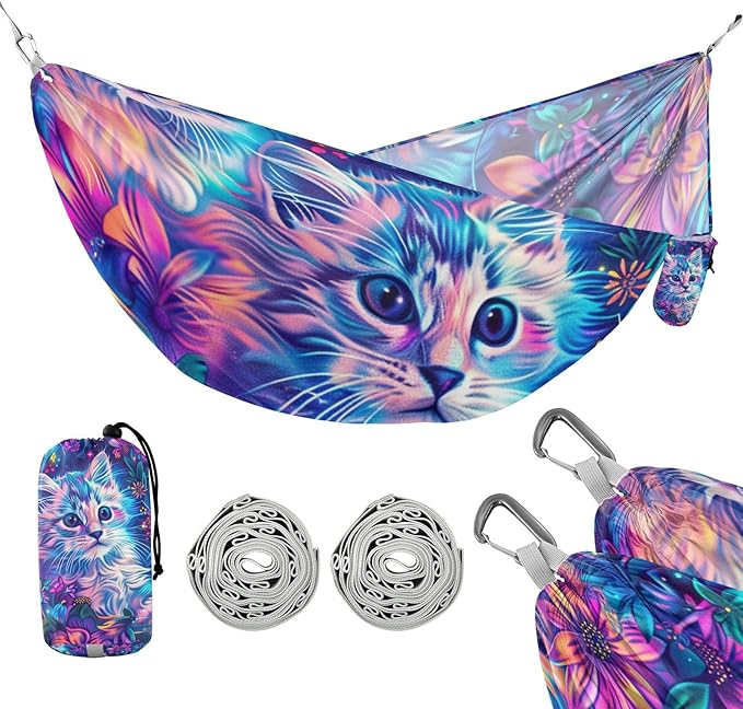 Colorful Cartoon Kittens 330lb Capacity Hammocks with Tree Straps Hanging Hammock for Indoor Outdoor Patio hamaca con Base para adultos