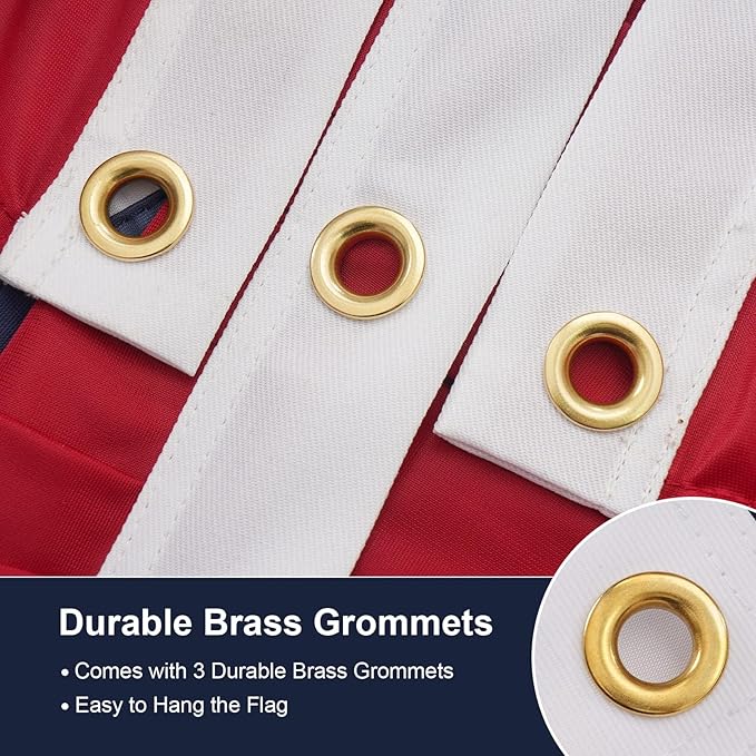 SYII Bunting Flag 2x4 Feet Outdoor, Embroidery Stars American US Bunting Flags with 3 Brass Grommets, Patriotic Half Fan Banner for Fourth of July Decor, 4th of july Decorations Outdoor