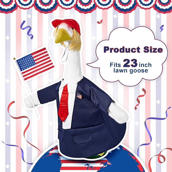 1 Set Patriotic Porch Goose Outfit for 23 Inch Goose Statues | 4th of July Goose Clothes for the 250th Anniversary, Independence Day Yard, Garden and Patio Displays