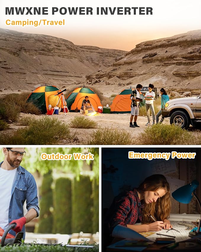 1000W Pure Sine Wave Power Inverter 12V DC to 110V 120V AC Converter with 2 AC Outlets, QC3.0/PD30W Fast Charging USB Ports, LCD Display and Remote Control, Car Inverter Adapter for Vehicles