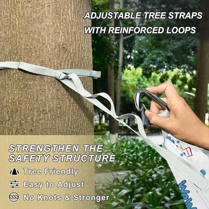 Camping Hammock Outdoor Hammocks for Outside Blue Shark Cute Cartoon Beach Trees Portable Lightweight with Pockets Tree Straps Indoor