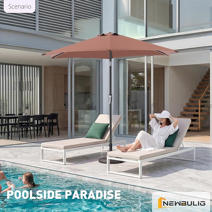 NEWBULIG Patio Umbrella, Outdoor Table Umbrellas with Push Button Tilt and Crank, Sturdy Ribs, Waterproof, UV Protection and Fade Resistant, for Pool, Garden, Market, Backyard