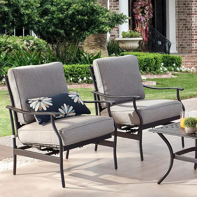 Patio Conversation Set 6 Pieces Cushioned Outdoor Metal Furniture Sets with All Weather Galvanized Steel Frame (Grey)