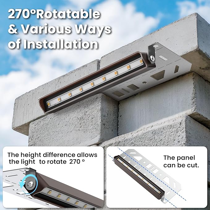 AUDERWIN Retaining Wall Lights, 7 Inch LED Hardscape Lighting Waterproof, 12V Low Voltage Landscape Lighting, Outdoor Step Lights for Patio Stairs Deck 2700K, 270° Rotate, 12 Pack