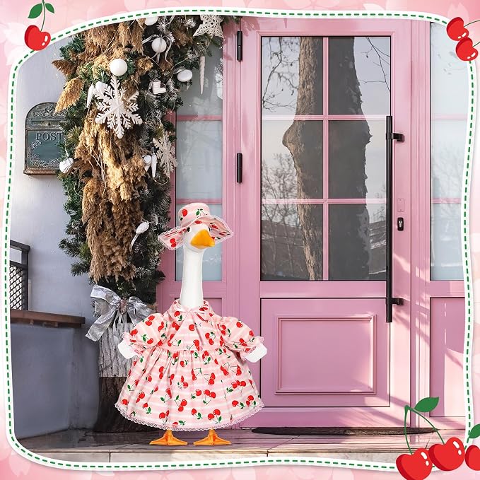 FuWeave Fall Porch Goose Outfit for Lawn Decor | Fits 23"/17" Lawn Plastic/Cement Statue Goose Costume Dress for Front Outdoor Courtyard Garden Patio Yard Decoration
